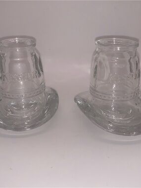 Kessler  Clear Cowboy Hat Shot Glasses Vintage Item Set Of 2